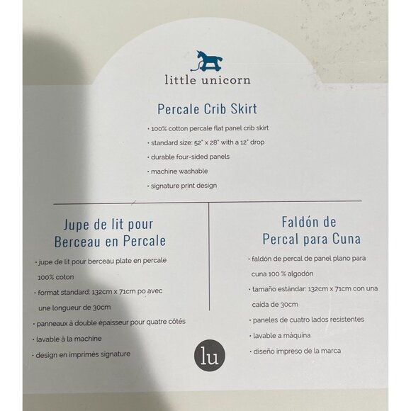 Little Unicorn Percale Crib Skirt 100% Cotton Floral Design 52"x28"x12" - Picture 6 of 12